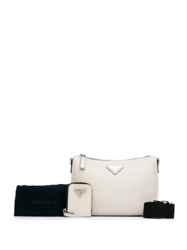 Prada Pre Owned Bolso Satchel Saffiano Re Edition Zip Messenger 2019 2023 Blanco FARFETCH ES