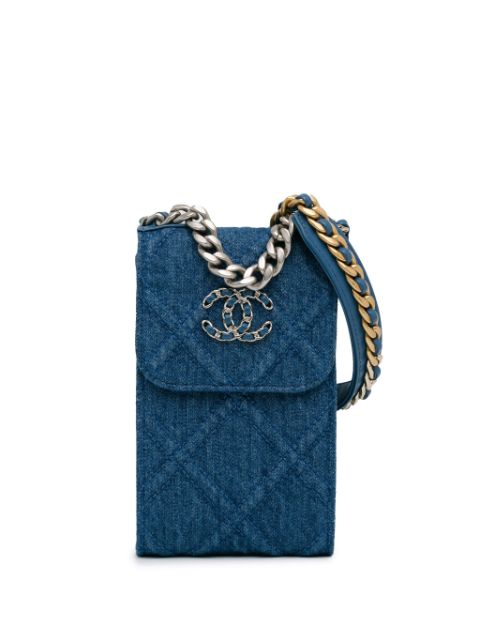 Cheap HOT SALE CHANEL 2021 Denim 19 Phone Holder with Chain satchel Women