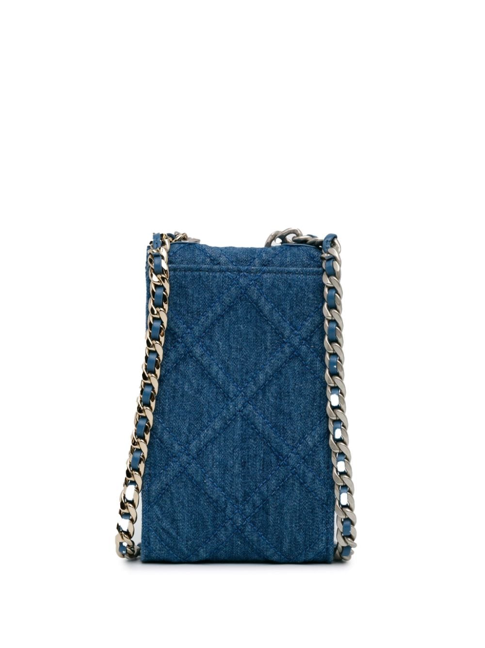 CHANEL Pre-Owned 2021 Denim 19 Phone Holder with Chain boekentas - Blauw