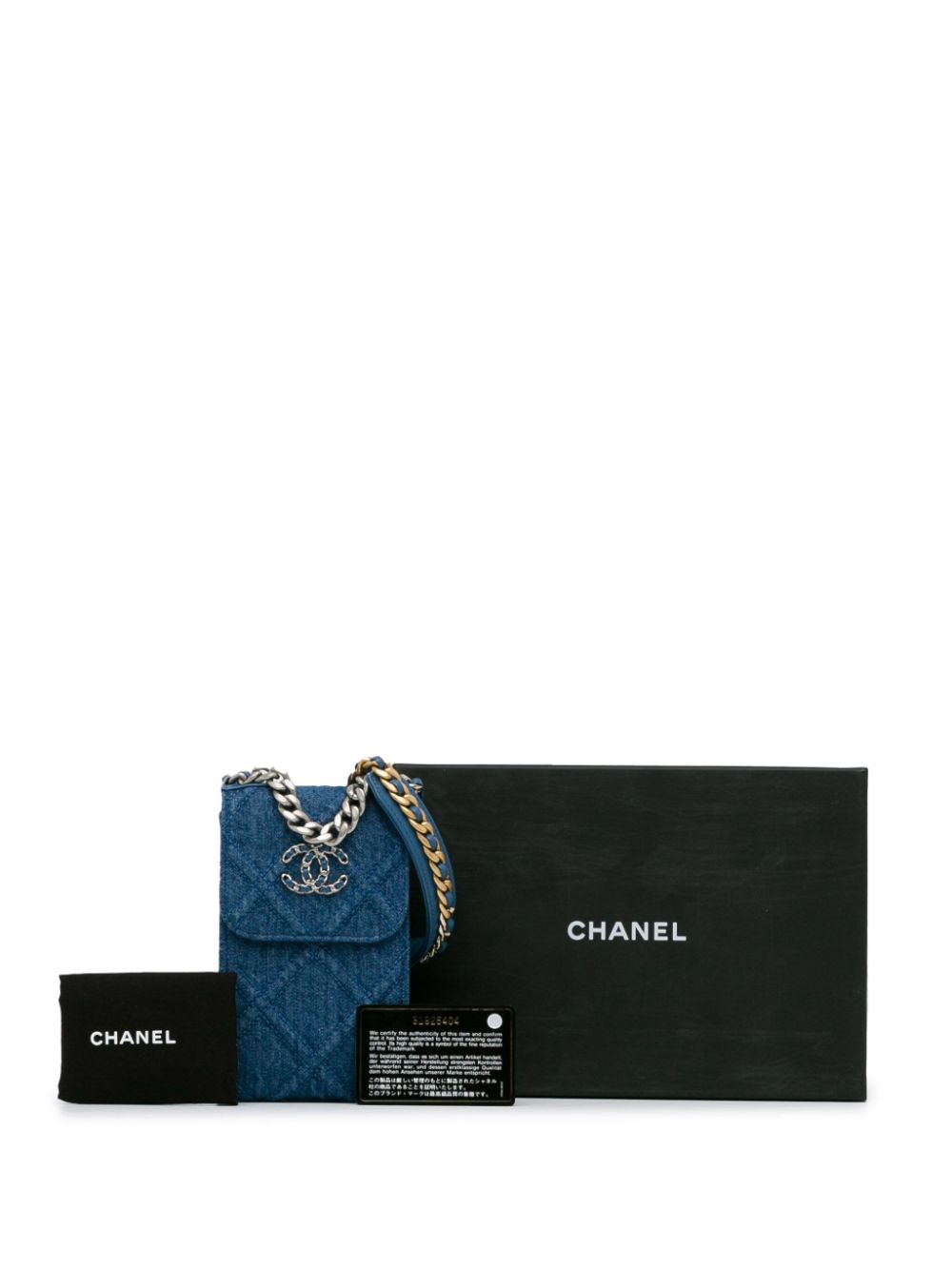 Cheap HOT SALE CHANEL 2021 Denim 19 Phone Holder with Chain satchel Women