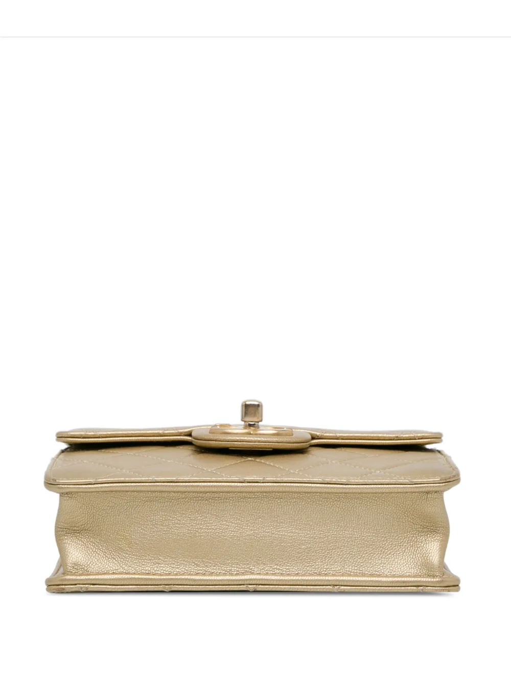 Pre-owned Chanel 2020 Small Lambskin Chic Pearls Flap Crossbody Bag In Gold