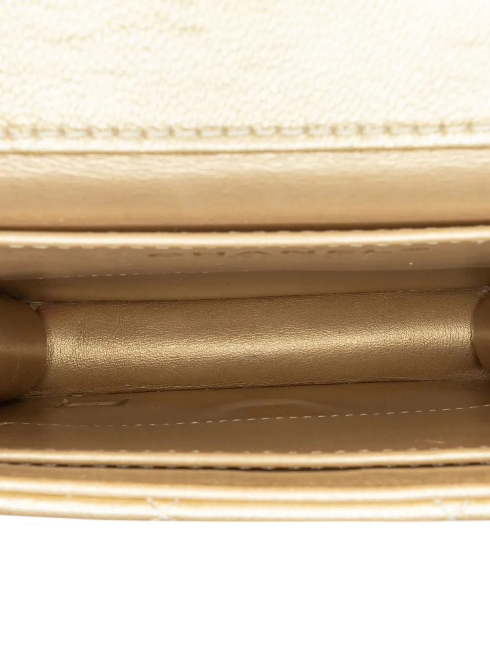 Pre-owned Chanel 2020 Small Lambskin Chic Pearls Flap Crossbody Bag In Gold