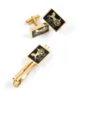 Céline Pre-Owned 1980s Horsebit tie clip and cufflinks set - Black