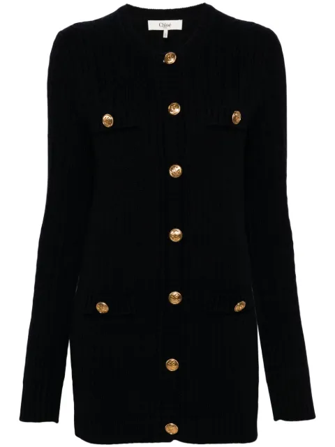 Chloé embossed-buttons cable-knit cardigan