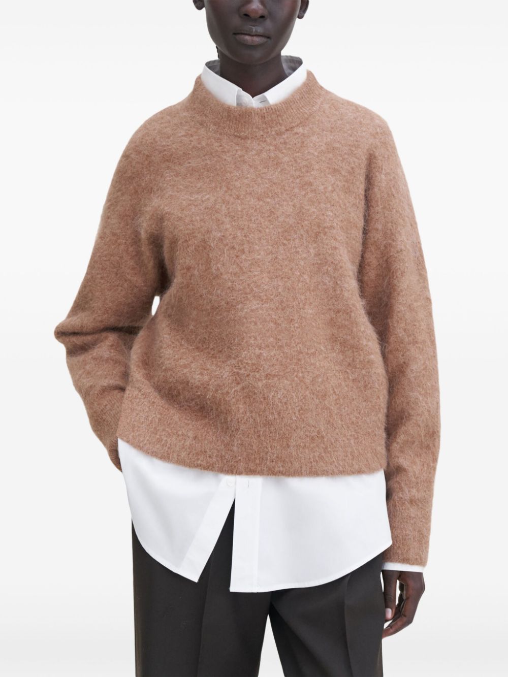 Shop Filippa K Brushed Wool-blend Jumper In Neutrals