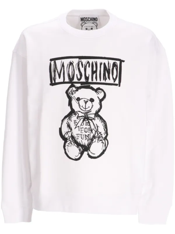 【関税込み】Moschino ホワイト ロゴプリント スウェットシャツ Moschino プリント スウェットシャツ | ホワイト | FARFETCH JP