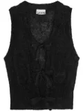 GANNI knitted tie string vest - Black