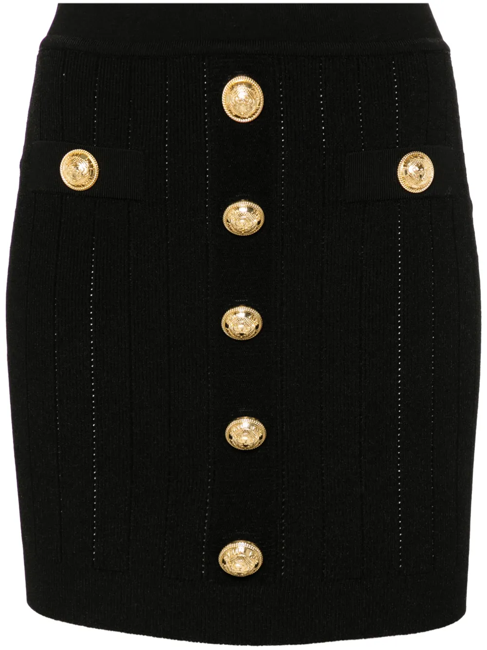 Balmain Women High Waist Buttoned Mini Skirt In Black