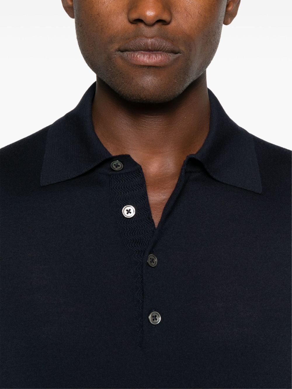 Shop Tom Ford Long-sleeve Wool Polo Shirt In Blue