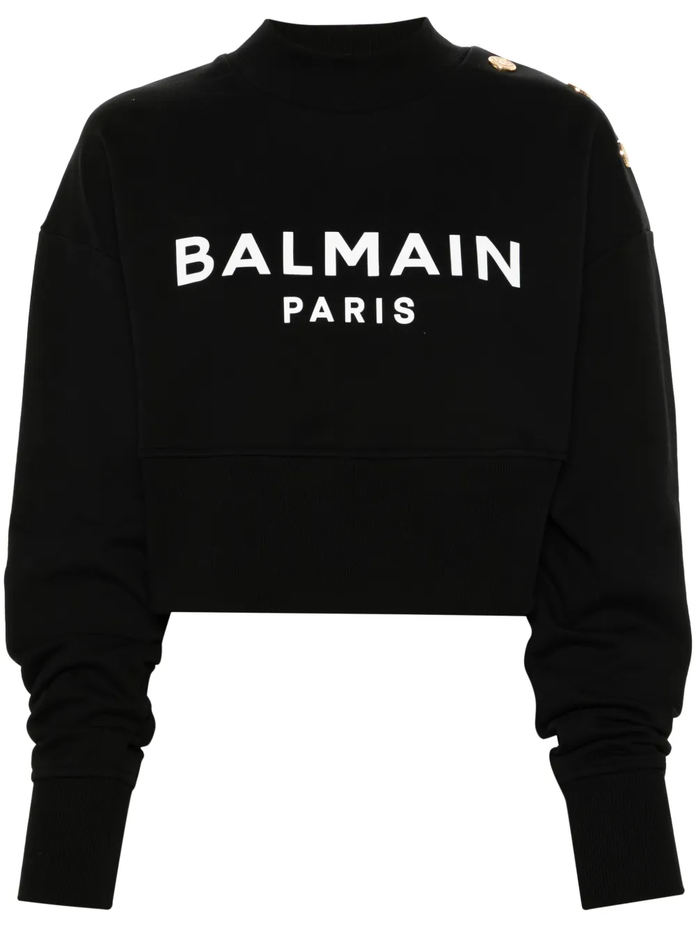 Balmain Biologic Cotton Sweatshirt With Frontal Logo In Black