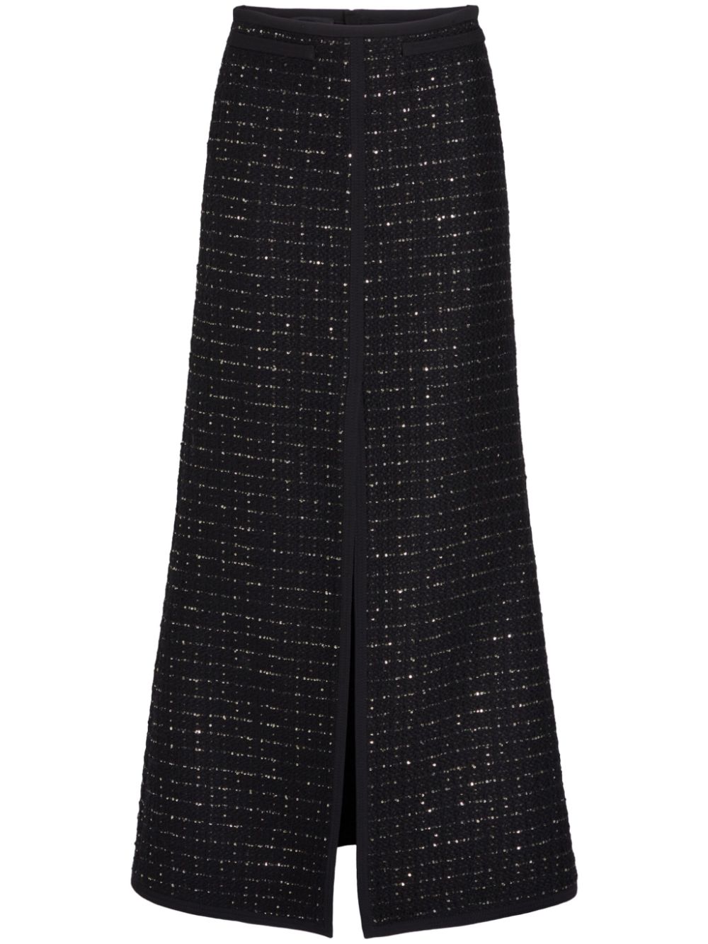 Shop Giambattista Valli Front-slit Bouclé Maxi Skirt In Schwarz