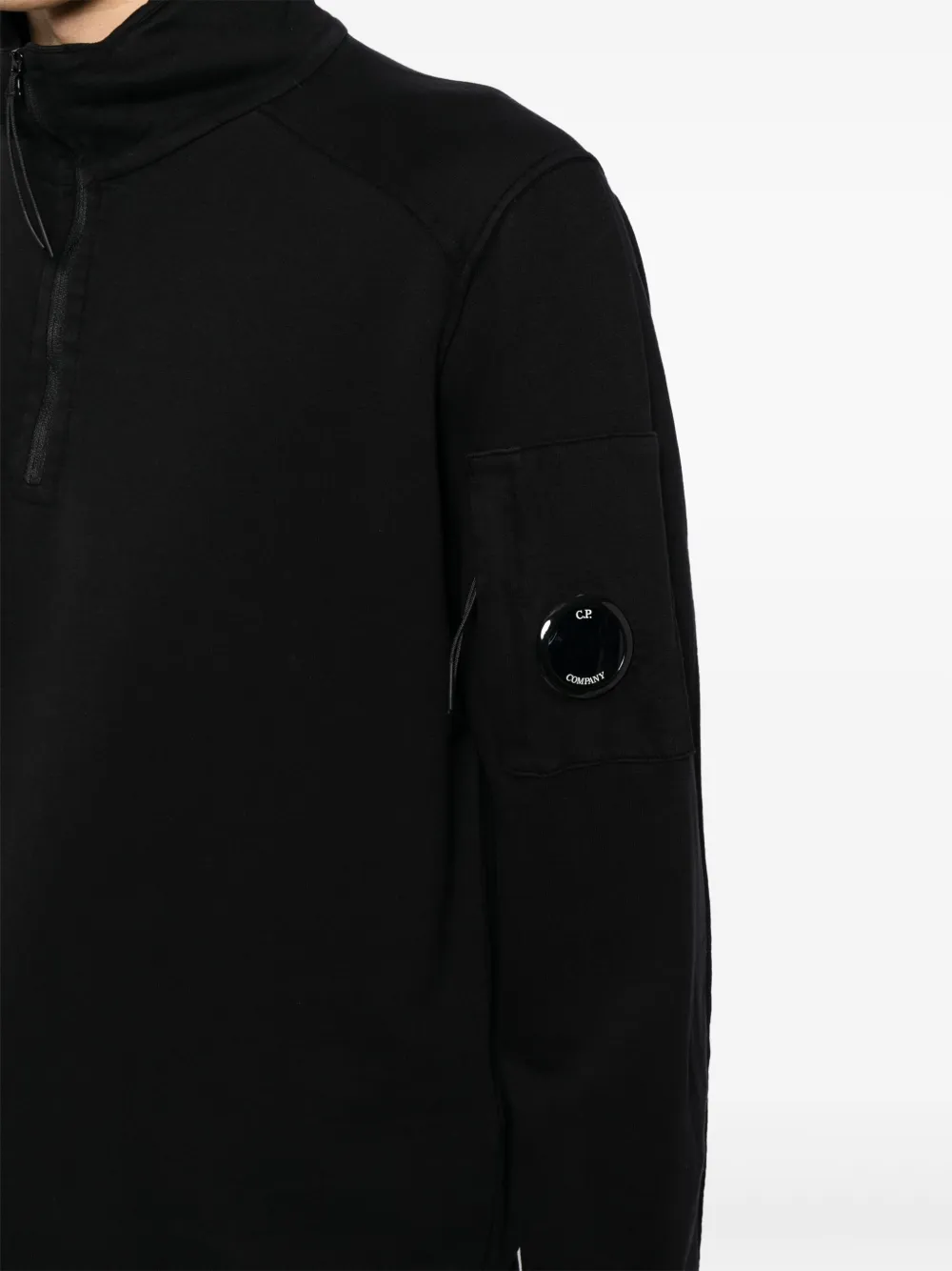 C.P. Company Fleece sweater met halve rits Zwart