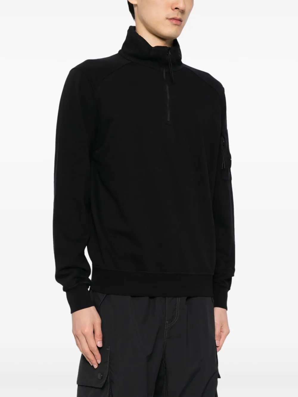 C.P. Company Fleece sweater met halve rits Zwart