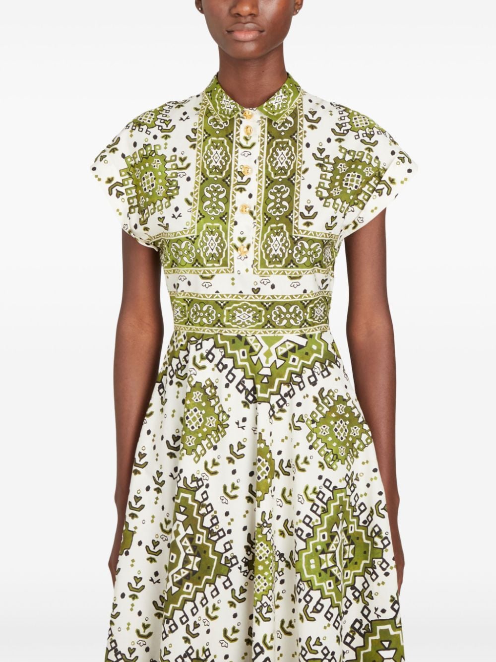 Shop Giambattista Valli Tapisserie-print Cotton-poplin Midi Dress In White