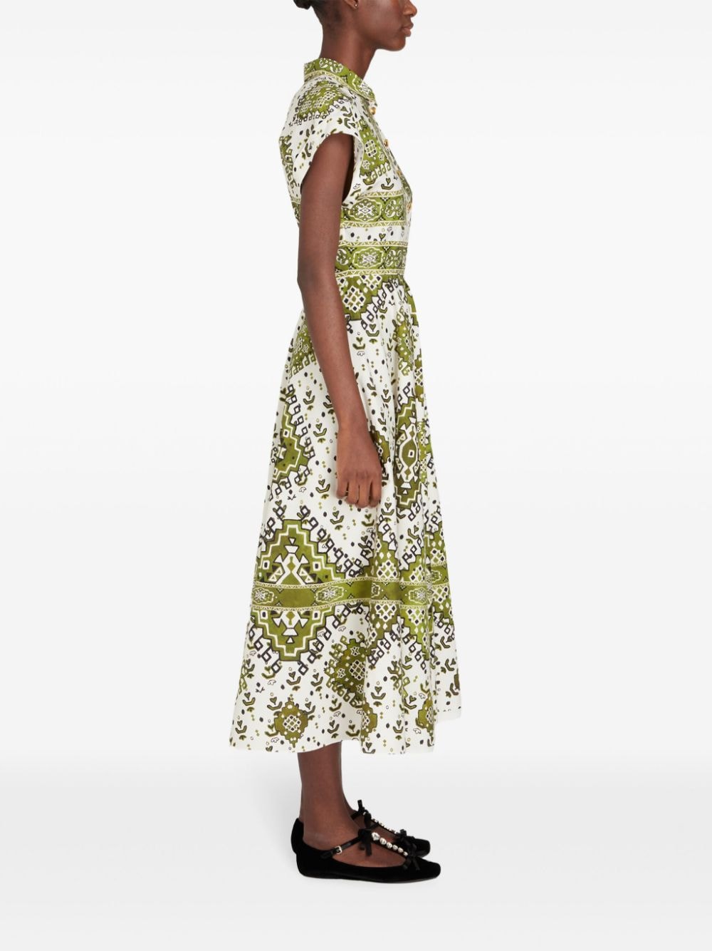 Shop Giambattista Valli Tapisserie-print Cotton-poplin Midi Dress In White