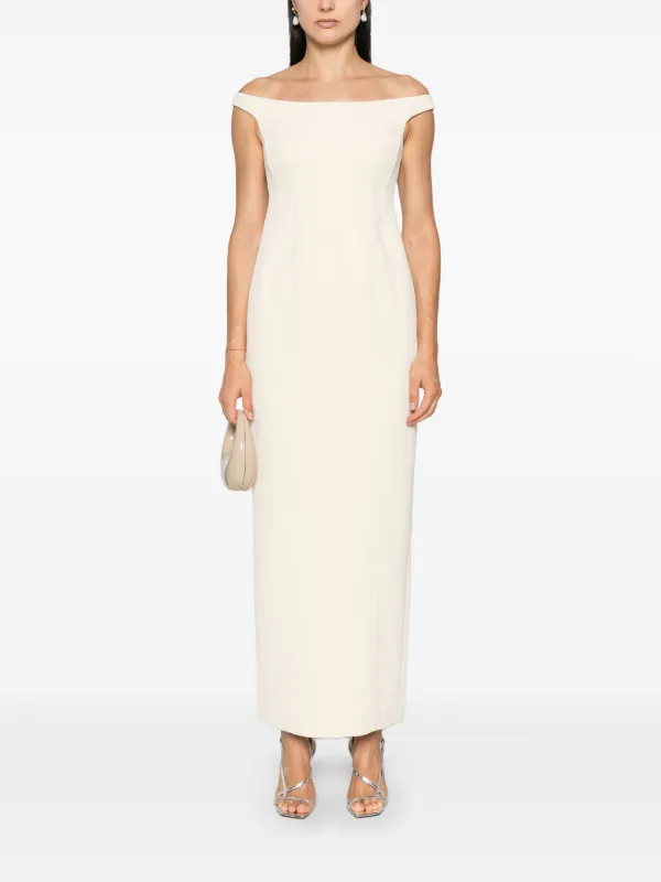 TOTEME Curved off-shoulder Maxi Dress | Neutrals | FARFETCH