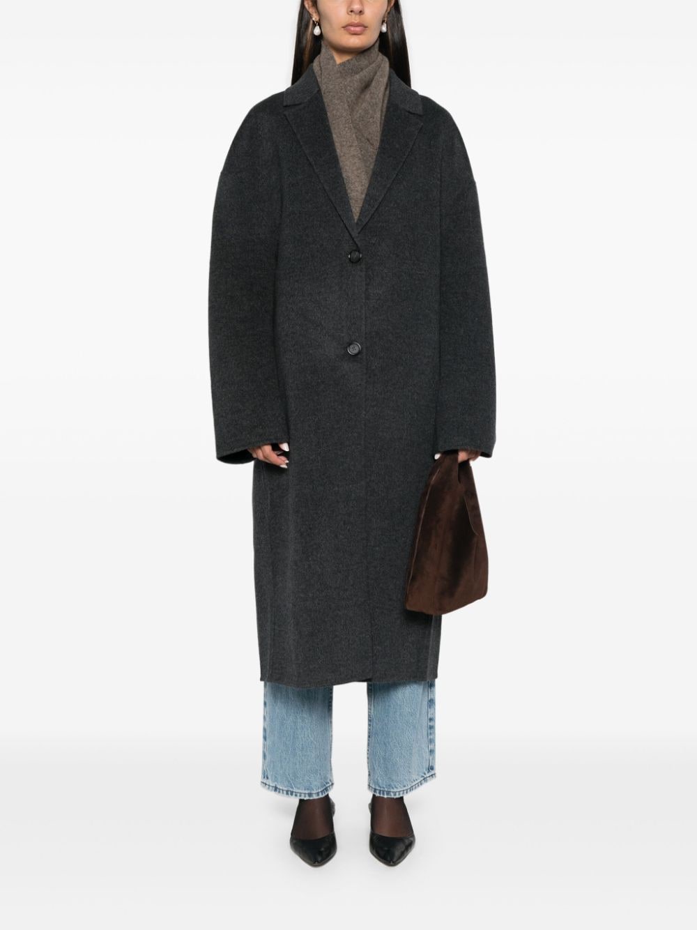 Shop Totême Wool Coat In Grey