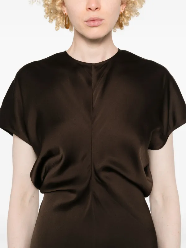 toteme brown dress - Scoop-Neck Sabl macadamia - 32 frayed hem Toteme Women's Brown Slouch Waist