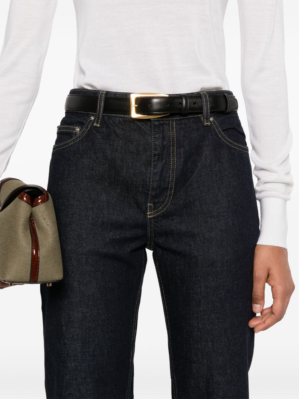 Shop Totême Low Tapered Jeans In Blue