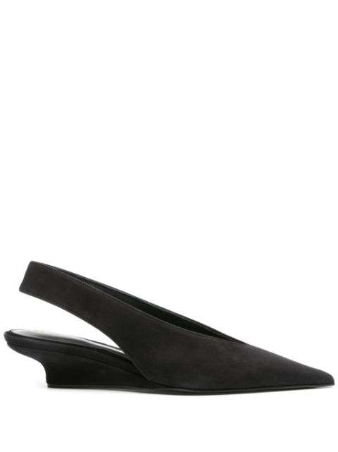 TOTEME 40mm The Suede Wedge-Heel slingback pumps