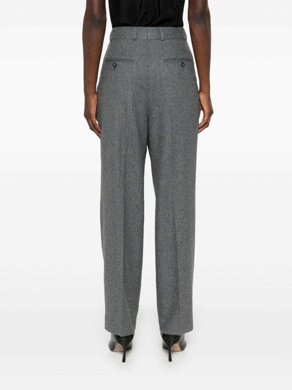 Shop Totême Double-pleated Tailored Trousers In Grey