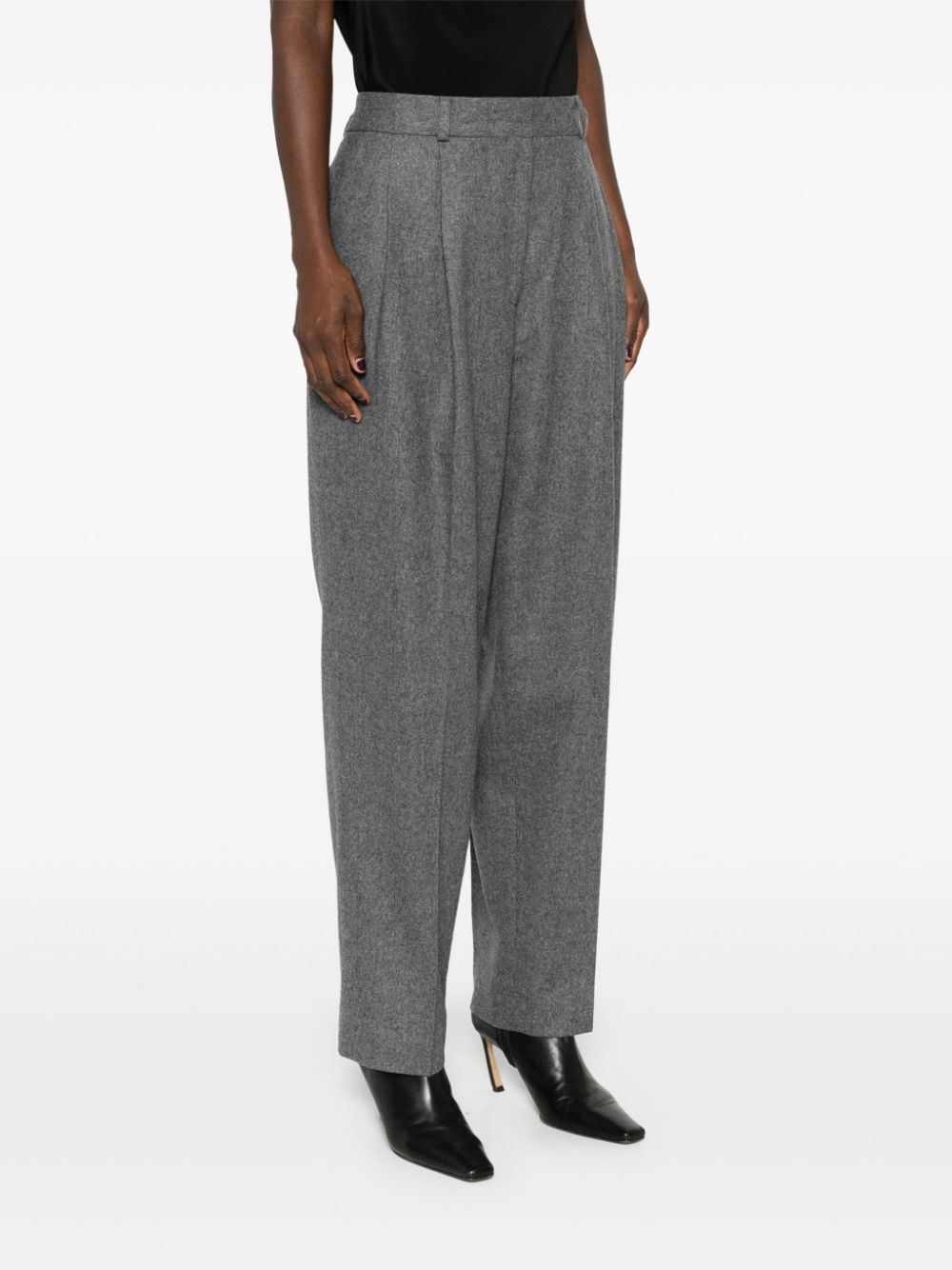 Shop Totême Double-pleated Tailored Trousers In Grey