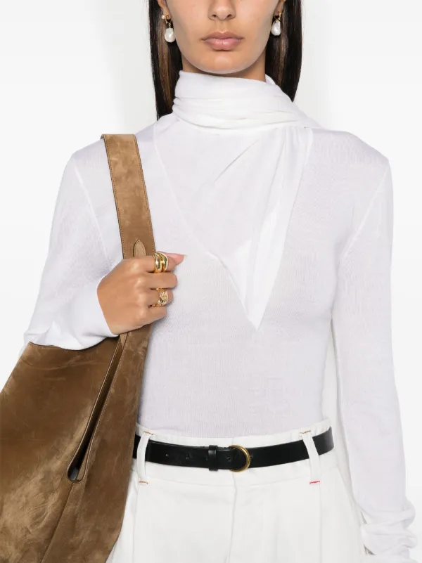 TOTEME draped-scarf Sweater | White | FARFETCH