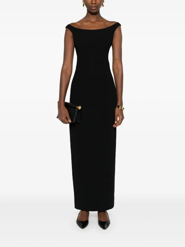 【関税込み】TOTEME ロングドレス TOTEME Curved off-shoulder Maxi Dress | Black | FARFETCH