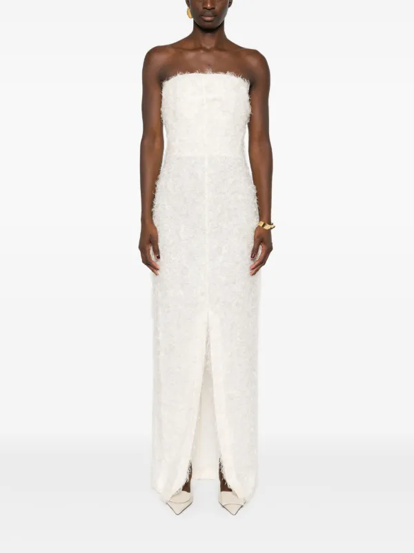 【送料&関税込】TotAme Ivory Fil Coupe Dress TOTEME Strapless fil-coupé Dress | White | FARFETCH