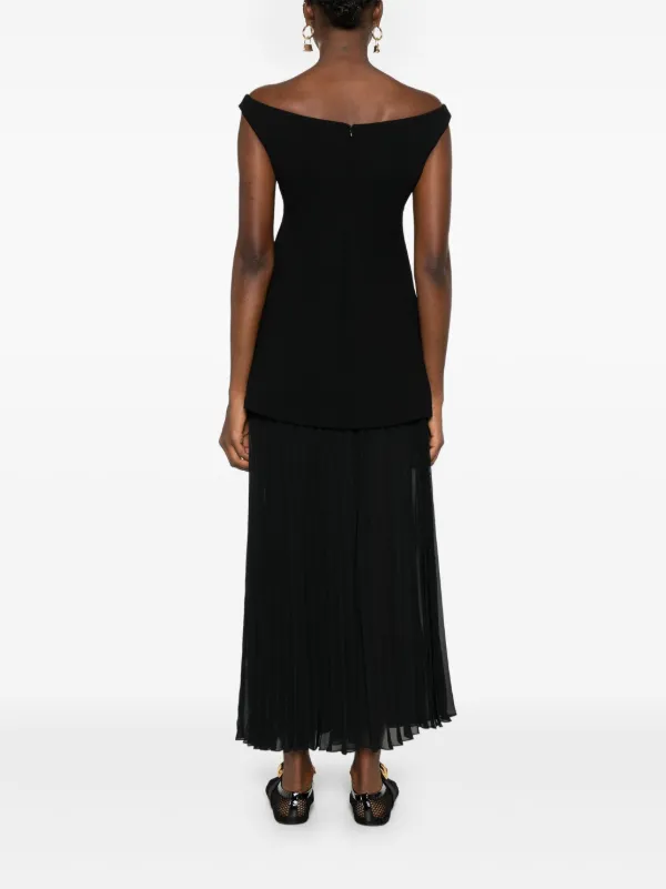 TOTEME ワンピース Knitted off-shoulder midi dress993514 Knitted off-shoulder midi dress in black - Toteme | Mytheresa