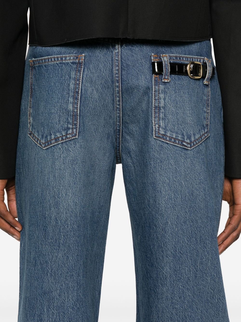 Shop Coperni Decorative-buckle Straight-leg Jeans In Blue