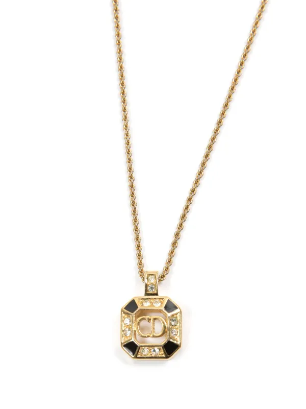Christian Dior Pre-Owned 1990s CD ラインストーン ネックレス 