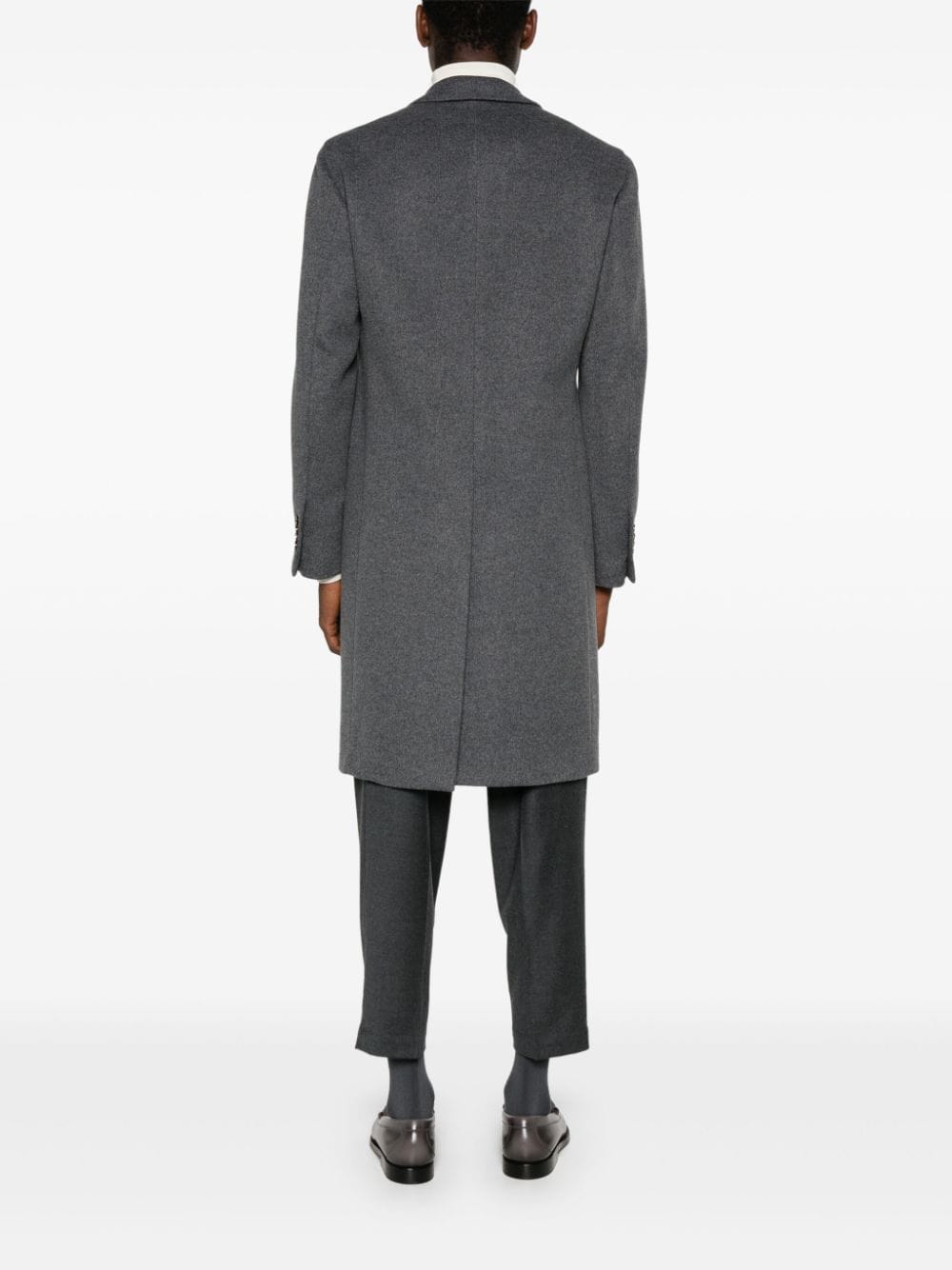 Shop Lardini Single-breasted Virgin Wool Coat In Grey