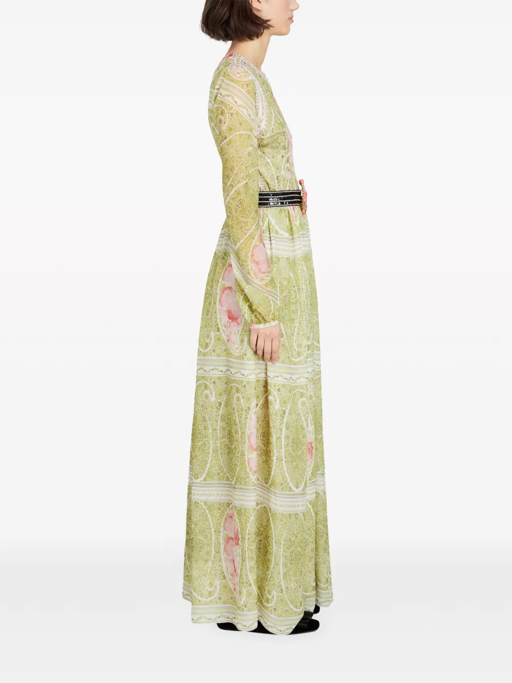 Giambattista Valli Peonies-print Silk Georgette Dress | Green | FARFETCH