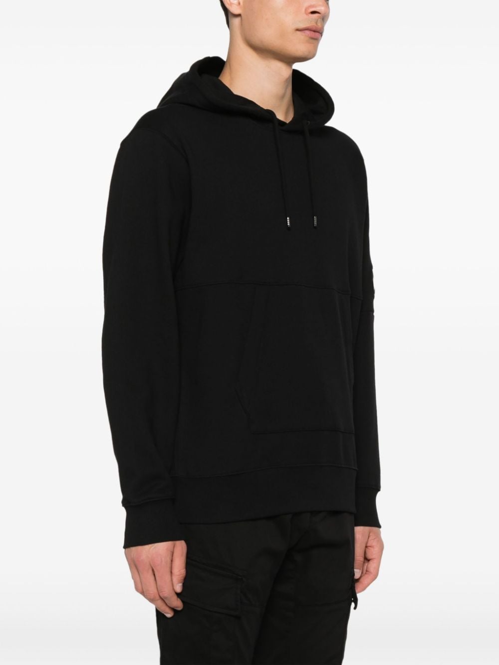 Shop C.p. Company Lens-detailed Cotton Hoodie In Black