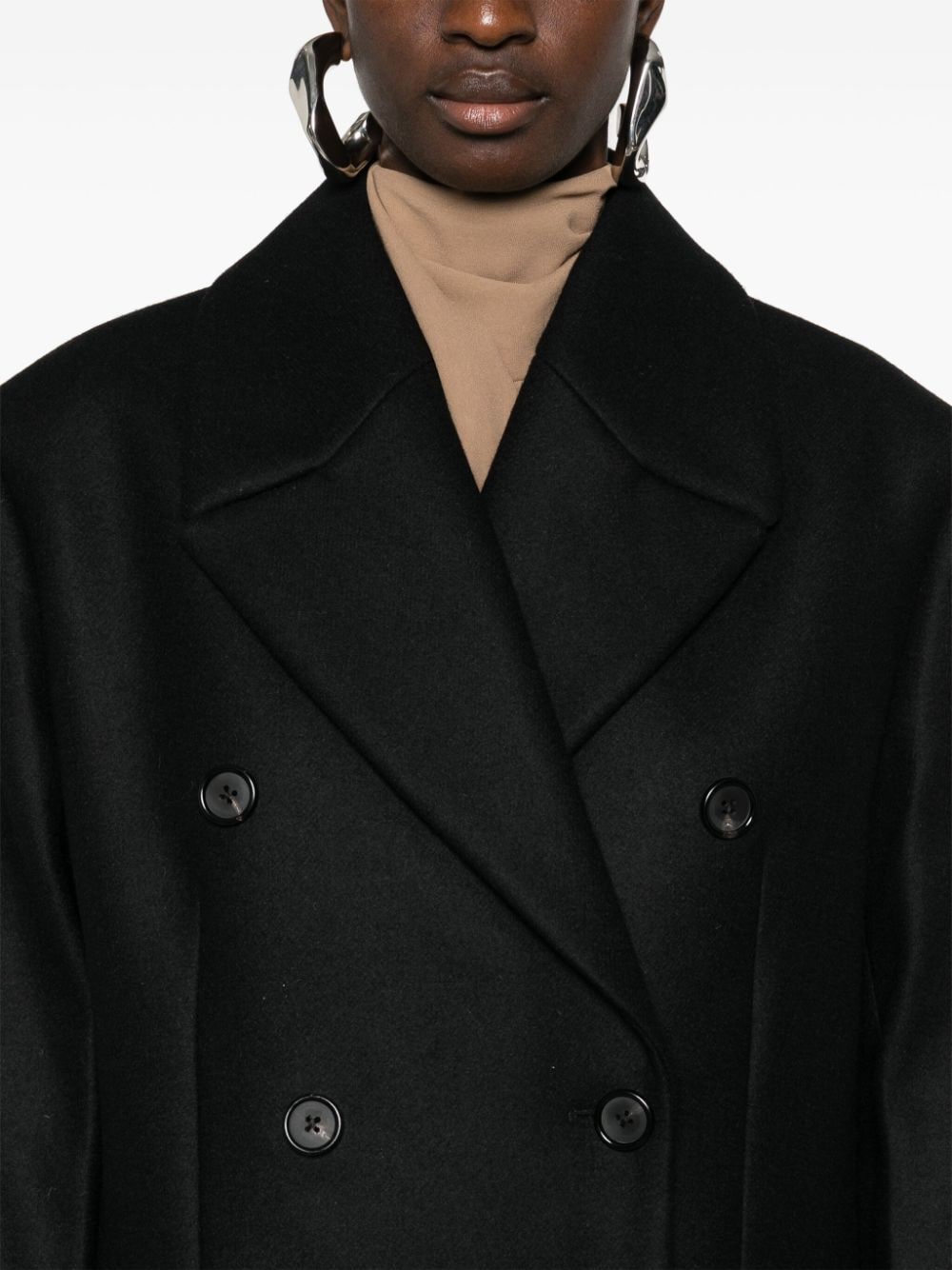 Shop Totême Broad Midi Coat In Black