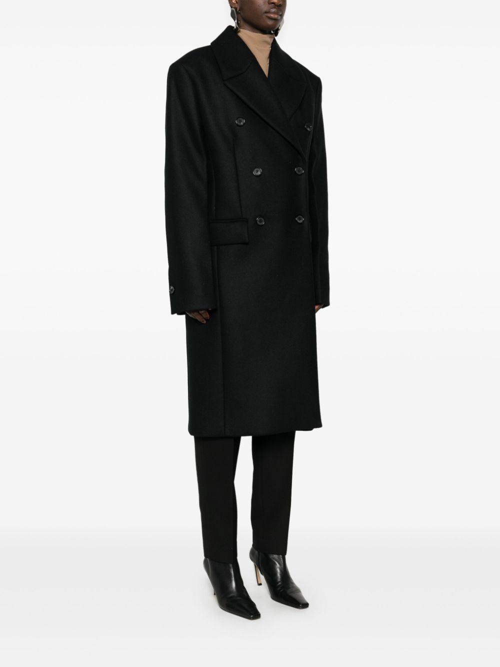 Shop Totême Broad Midi Coat In Black