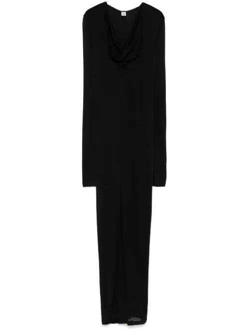 TOTEME robe drapée à col v - Noir - TOTEME - Modalova