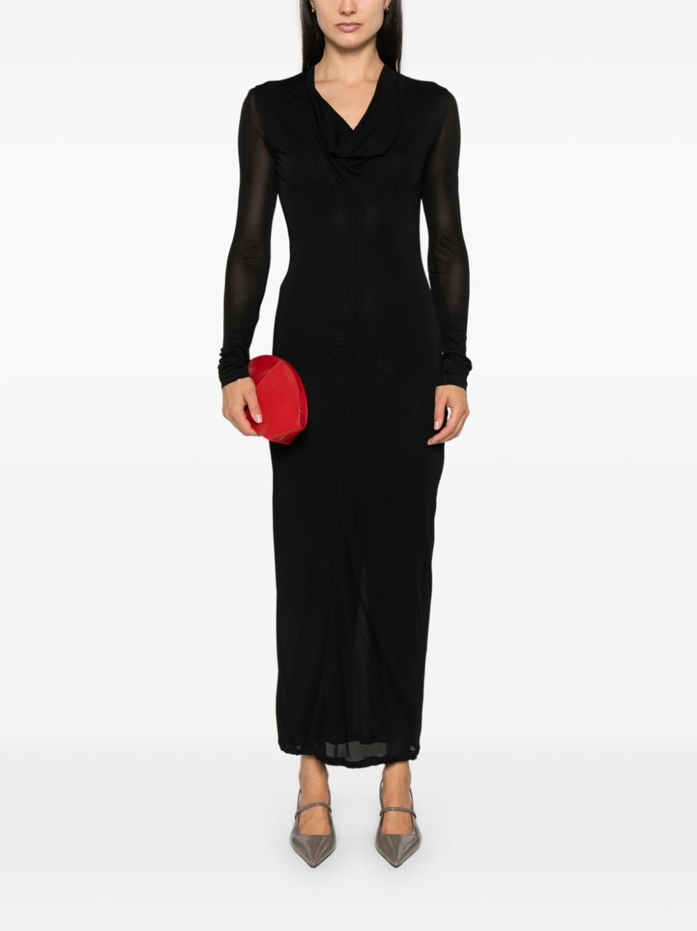 Shop Totême Draped V-neck Dress In Black