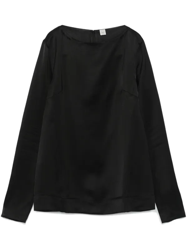 black long sleeve satin top