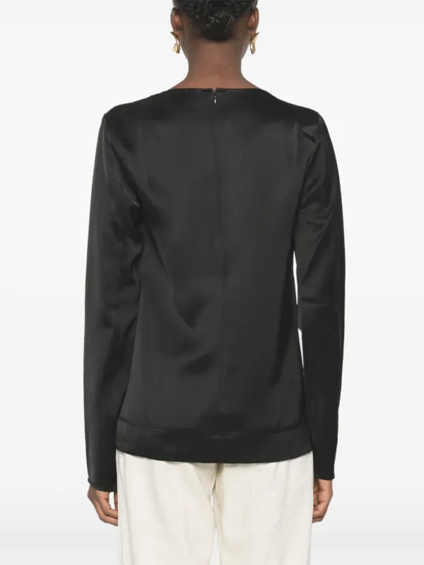 black long sleeve satin top