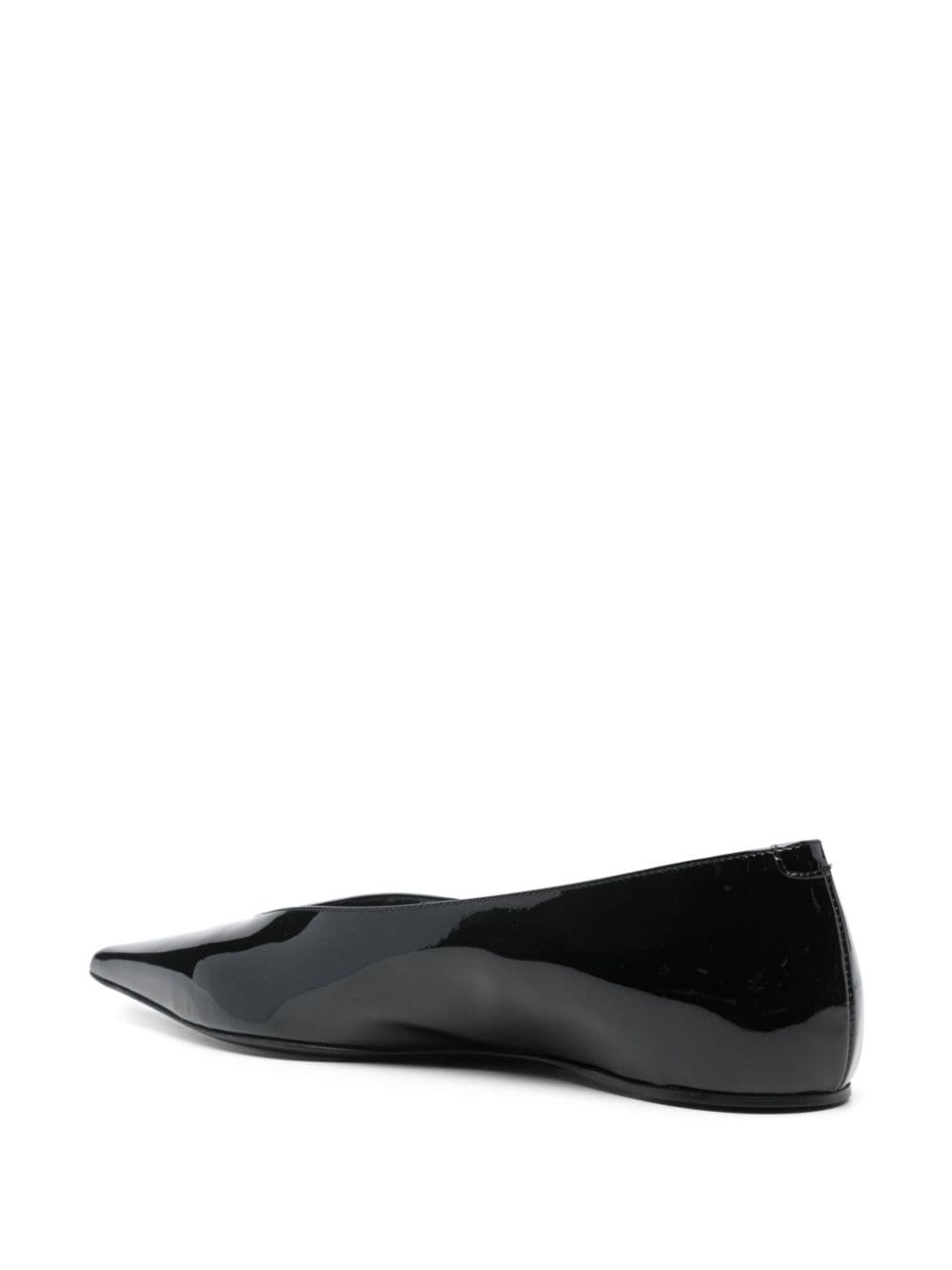 Shop Totême The Patent Asymmetric Ballerina Shoes In Black