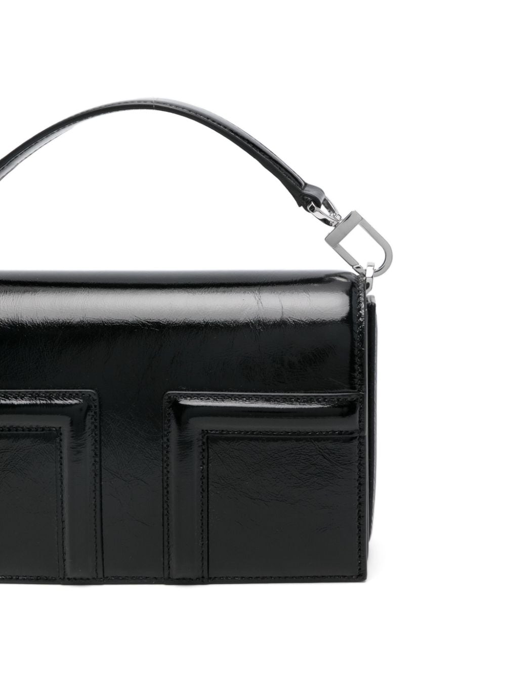 Shop Totême T-flap Naplack-leather Mini Bag In Black