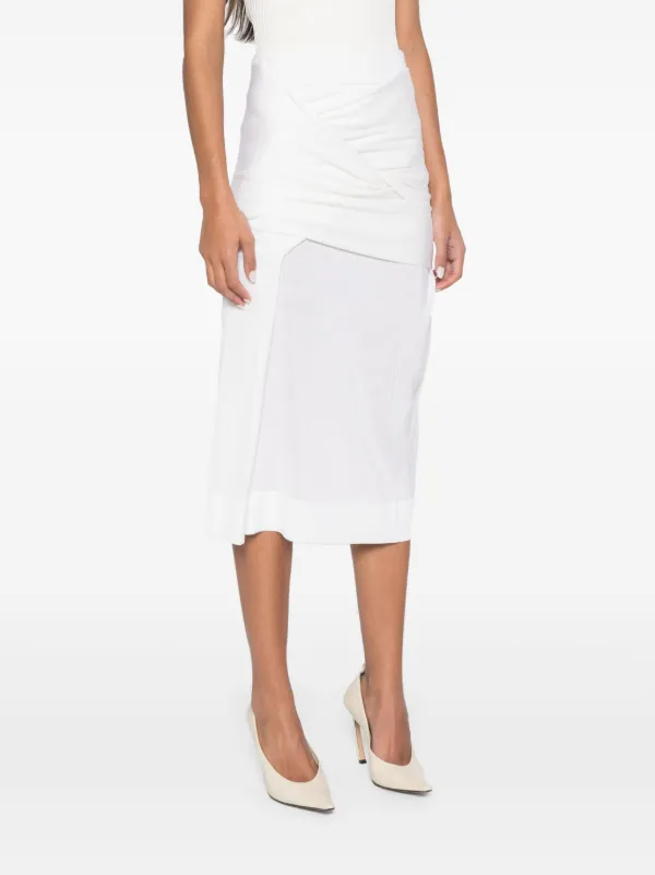 【送料&関税込】TotAme Midi Skirt TOTEME draped-detailing Midi Skirt | White | FARFETCH