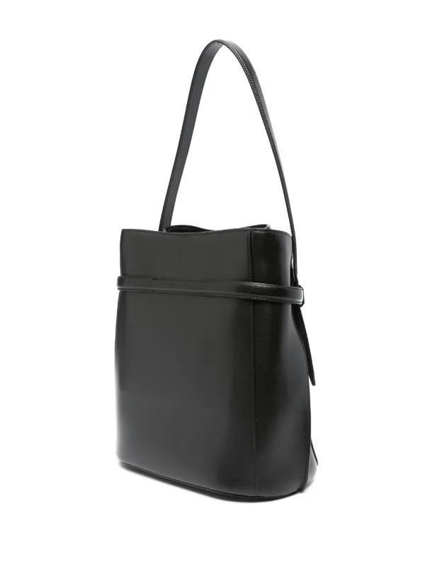 TOTEME Belted Leather Bucket Bag | Black | FARFETCH