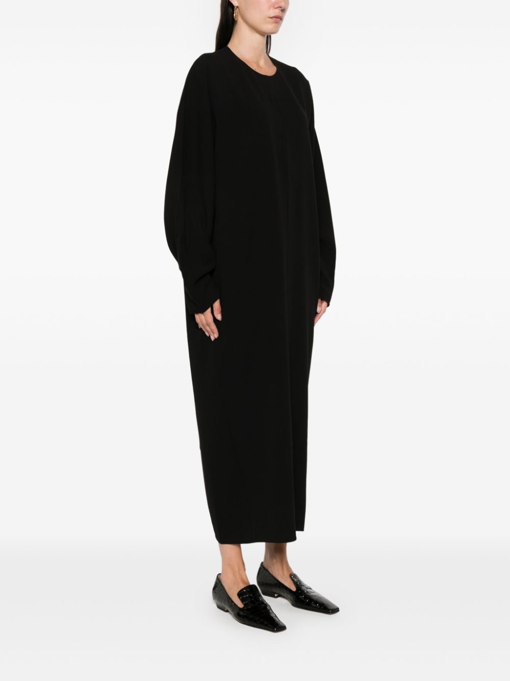 Shop Totême Crew-neck Cady Dress In Black