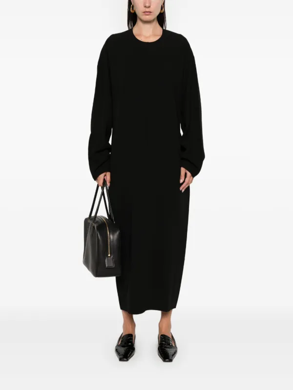 【Toteme】 Cadyミディ shiftドレス Shearling-trimmed cady midi dress in white - Toteme | Mytheresa