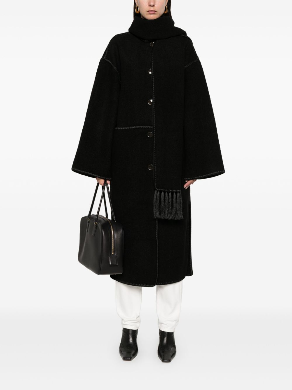 TOTEME embroidered scarf coat - Zwart