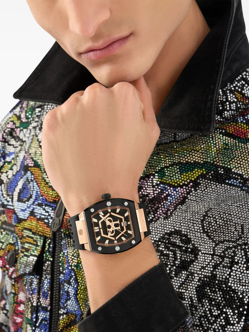 Philipp Plein The Hexagon Phantom 44 mm horloge - Zwart