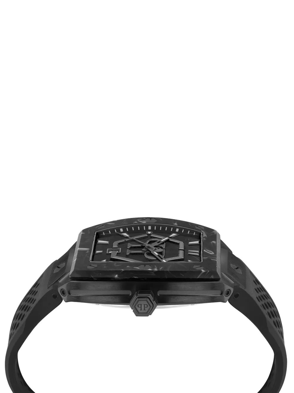 Philipp Plein The Hexagon Phantom Silicone Watch In 黑色